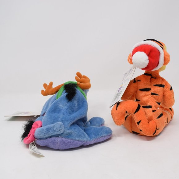 Disney Mattel Holiday Eeyore Tigger Antler Santa Hat Tags Christmas Plush Pooh - Picture 5 of 16
